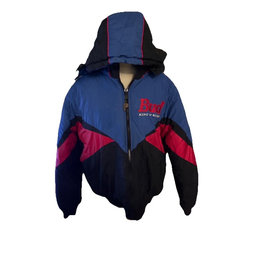 Vintage Pro Player Budweiser Spellout Puffer Parka Jacket Daniel Young, Men's‎ L